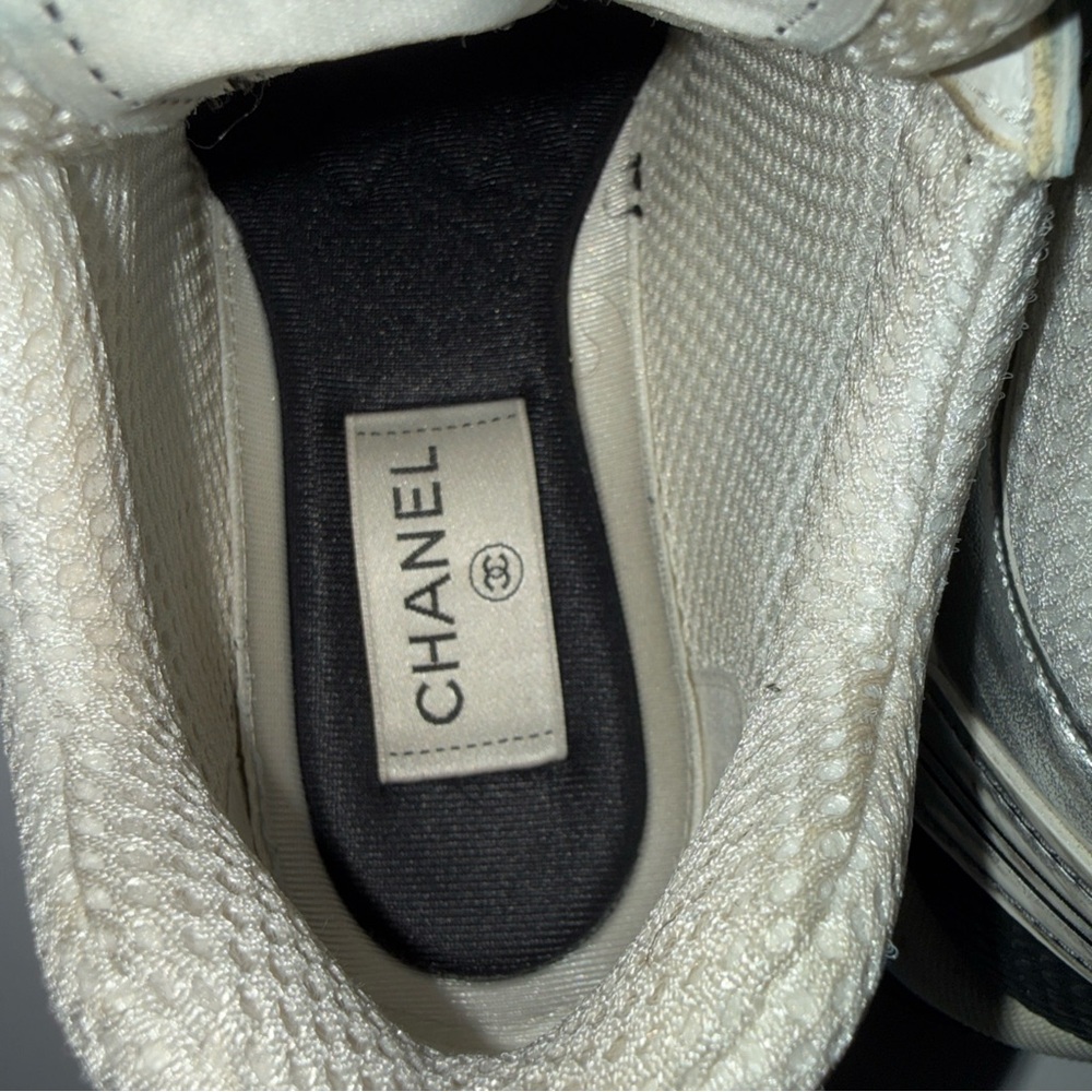 Chanel Women's Sneakers 37 in White and Silver with original box.(Pre-Loved) - Picture 6 of 9